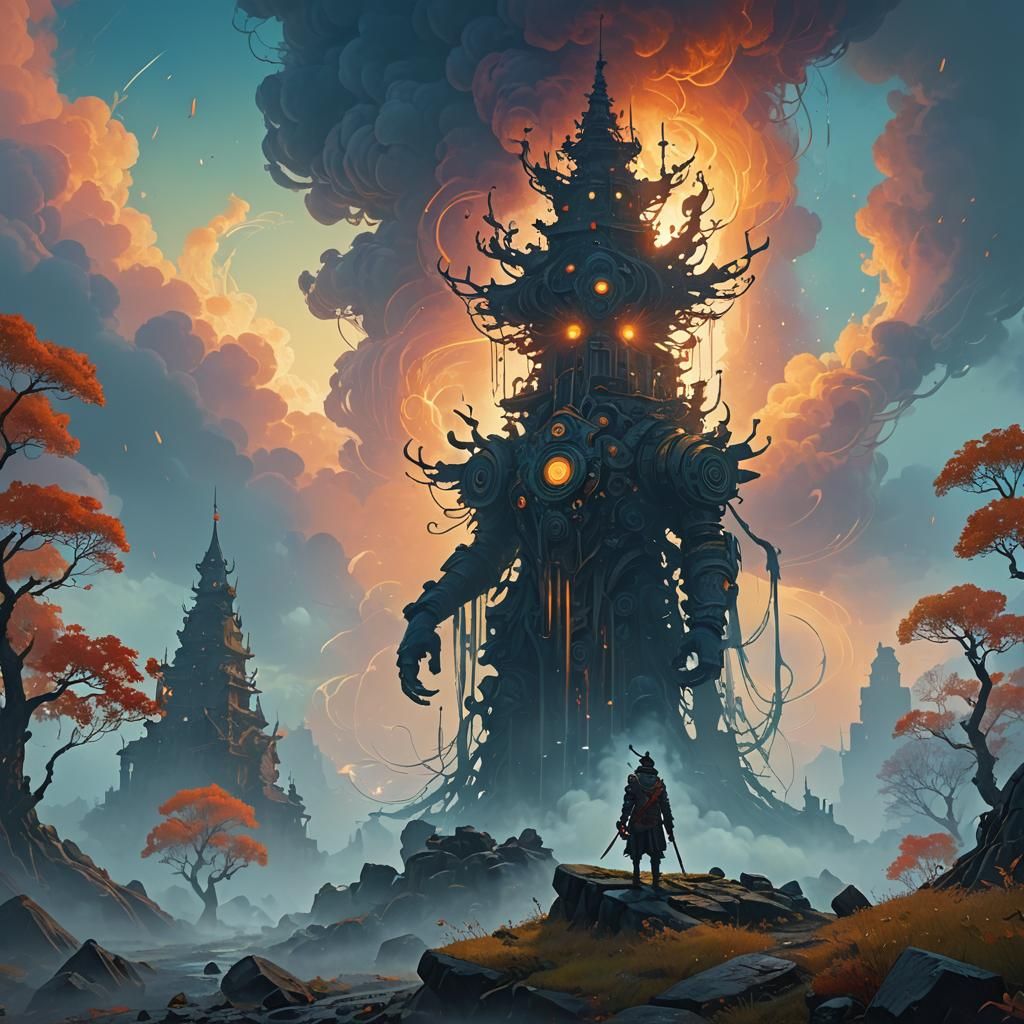 Majestic High Fantasy Character Amidst Ethereal Mist