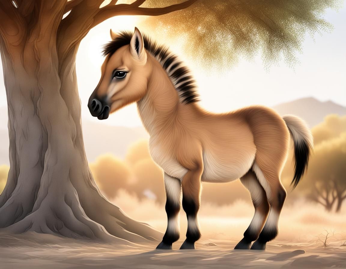 Chibi Przewalski's Horse Airbrush Painting
