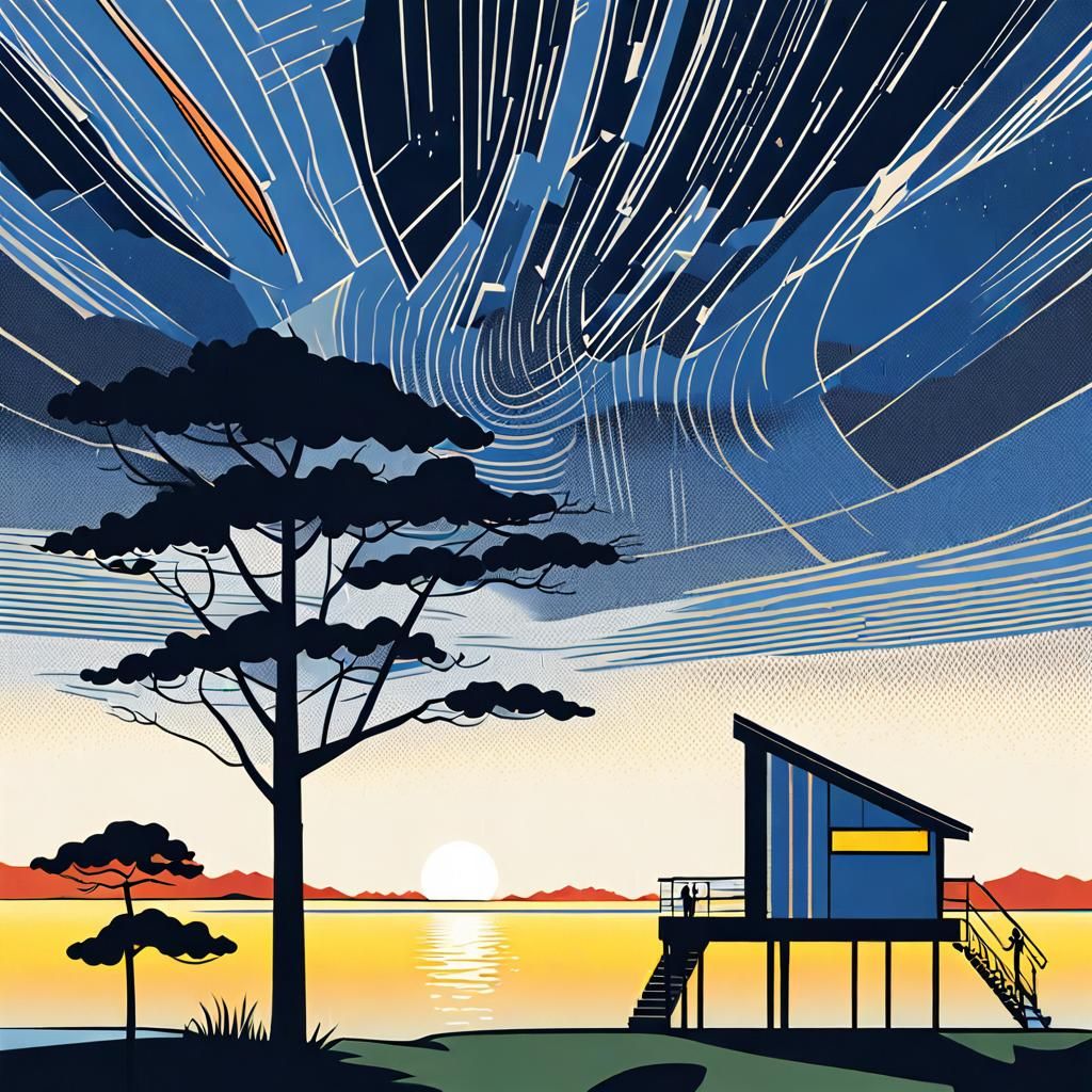 Geometric Finnish Sunset with Lichtenstein Girl