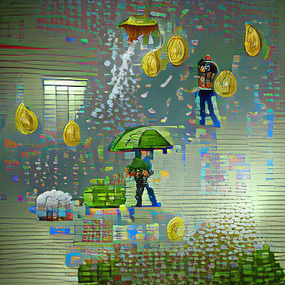 Money Rain in HDR Pixel Art Style