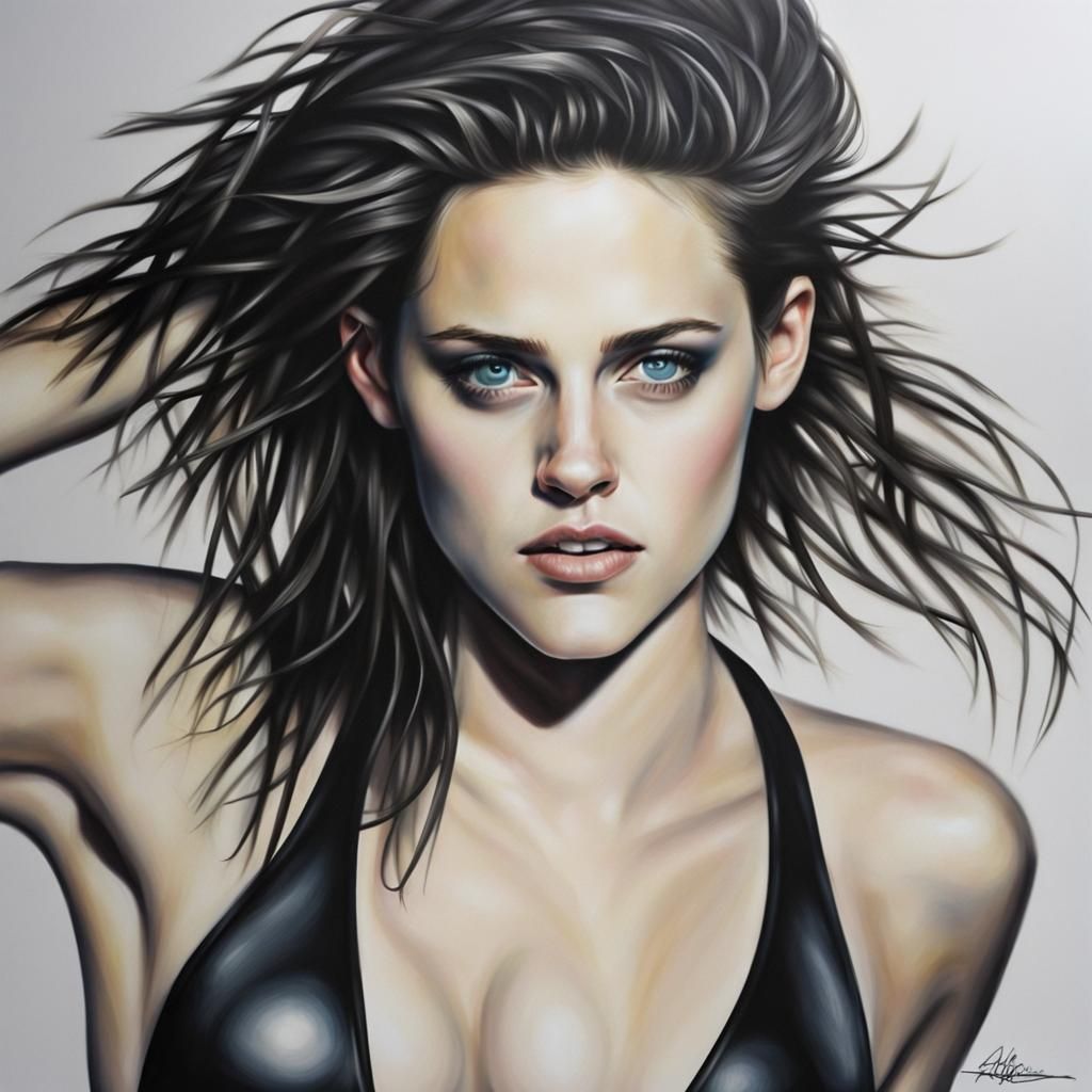 Hyperdetailed Airbrush Art of Kristen Stewart in Bikini