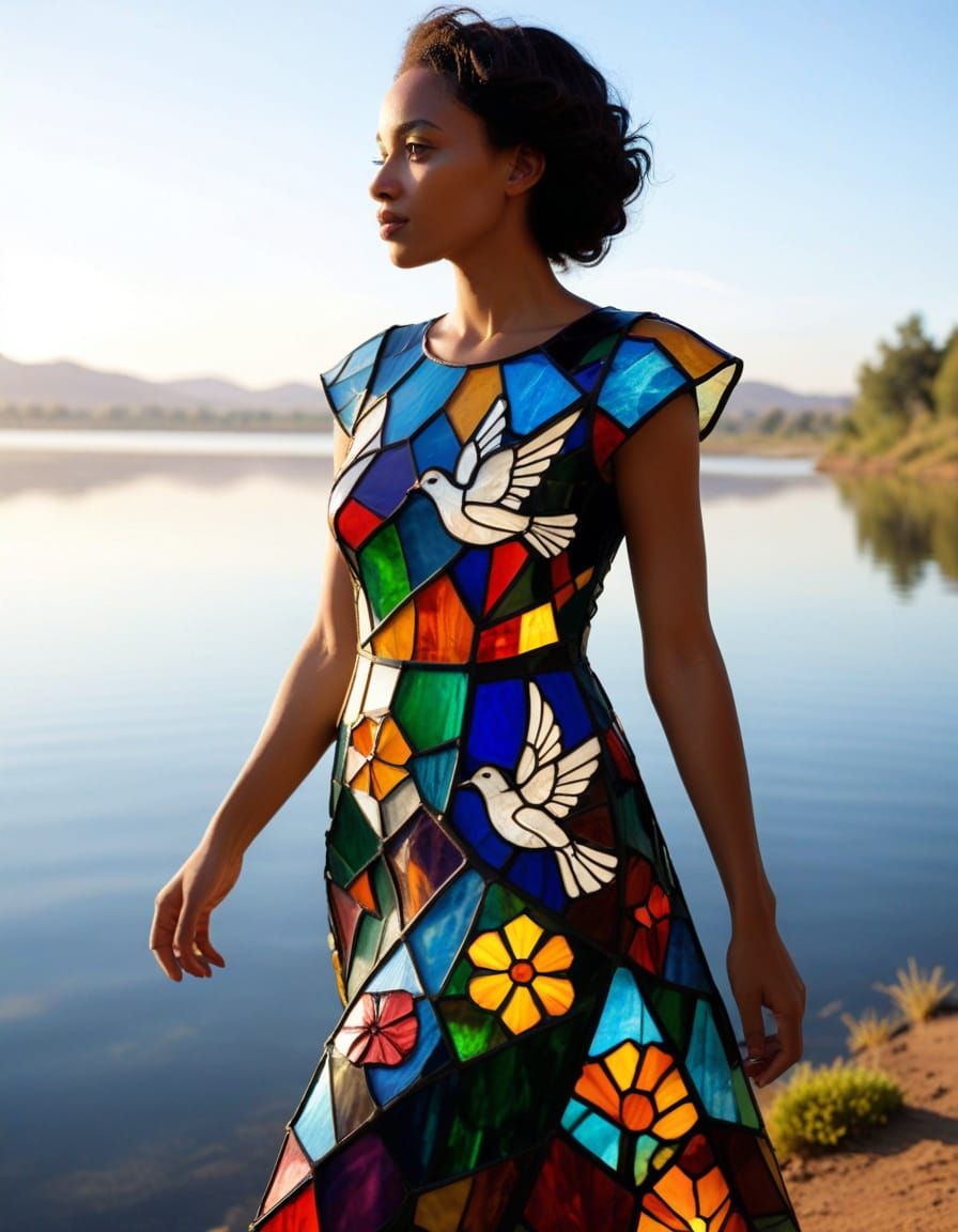 Luminous stained glass dress