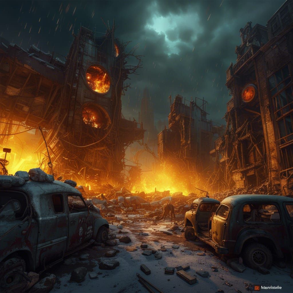 Radioactive Zombie Apocalypse: Detailed Digital Matte Painti...