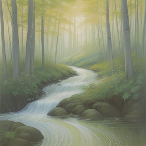 Vermont Mountain Trail Art Nouveau Painting by Alphonse Much...