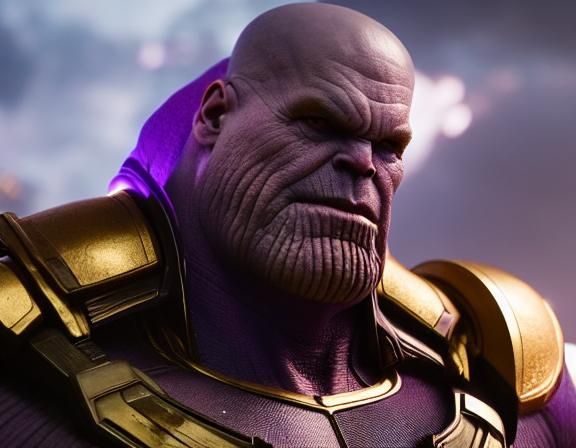 Hyperrealistic Thanos with Infinity Gauntlet in 3D Anime Art