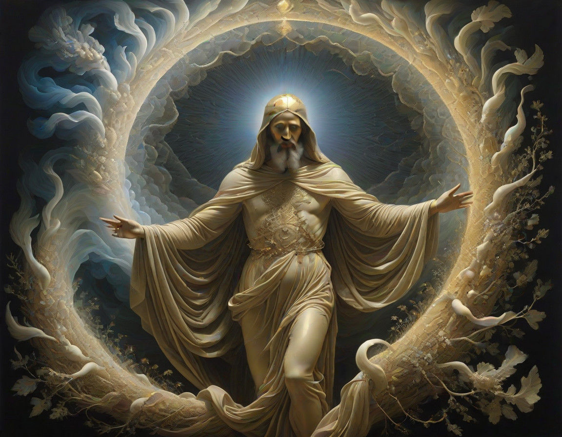 Mystical Monk in a Woven Tapestry of Surrealism