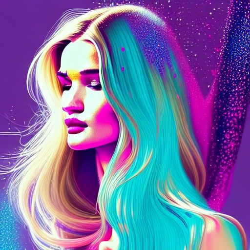 Rosie Huntington-Whiteley Portrait with Glitter and Spray Pa...