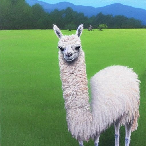 Llama Grazing: Oil Painting in Gurney Style