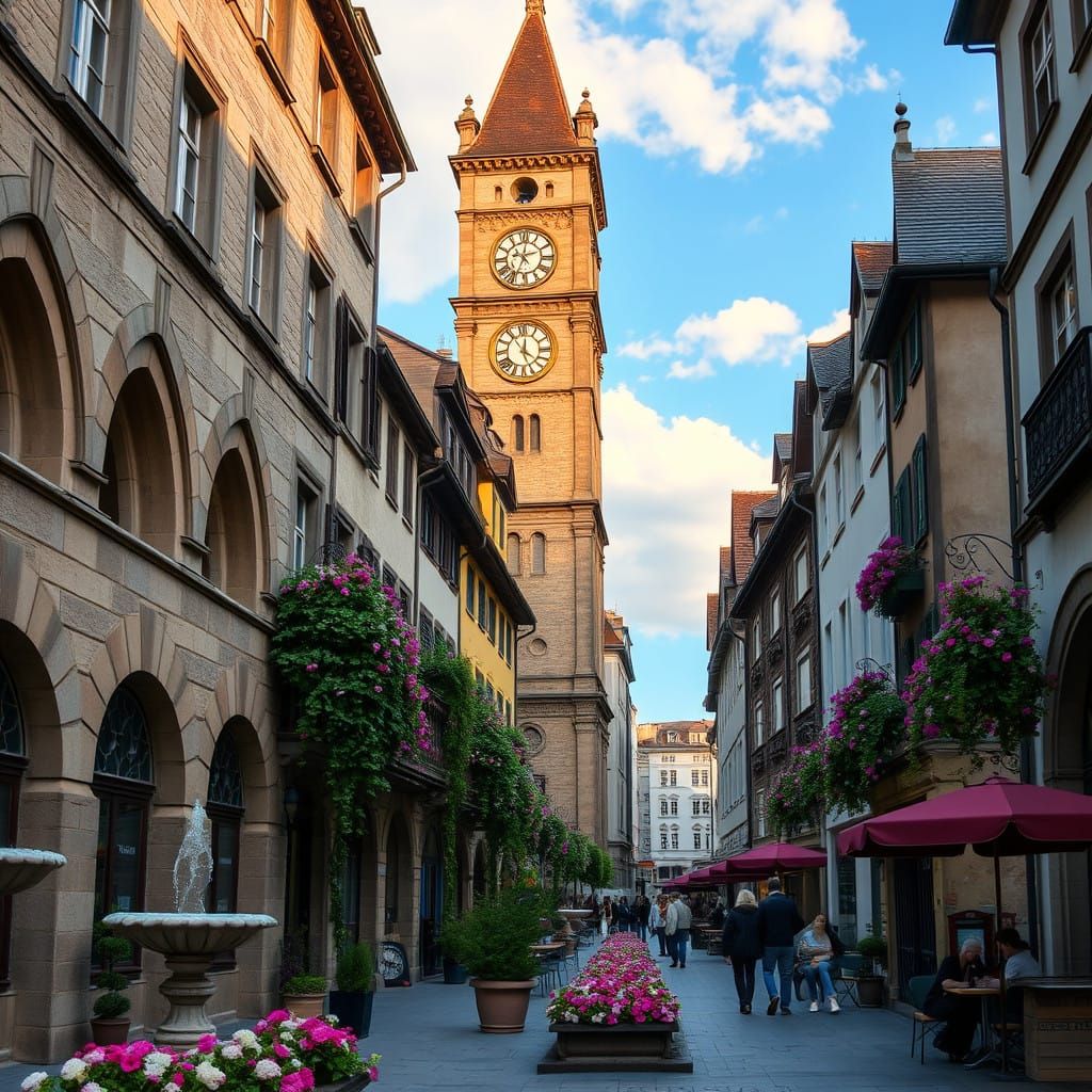 Medieval Fantasy Street Scene in Bern's Old Town
