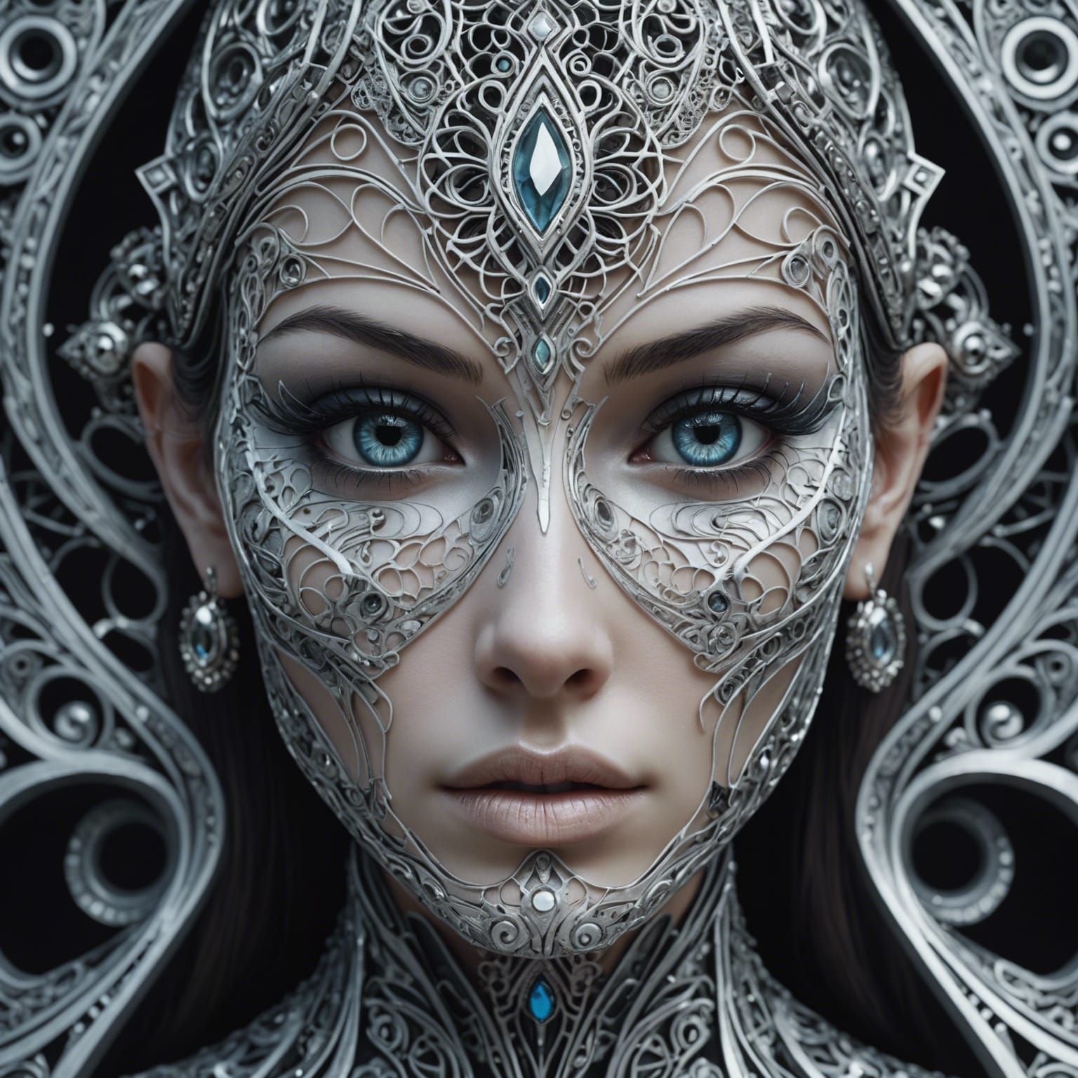 Intricate Woman's Face in 3D Anime Fantasy Artwork