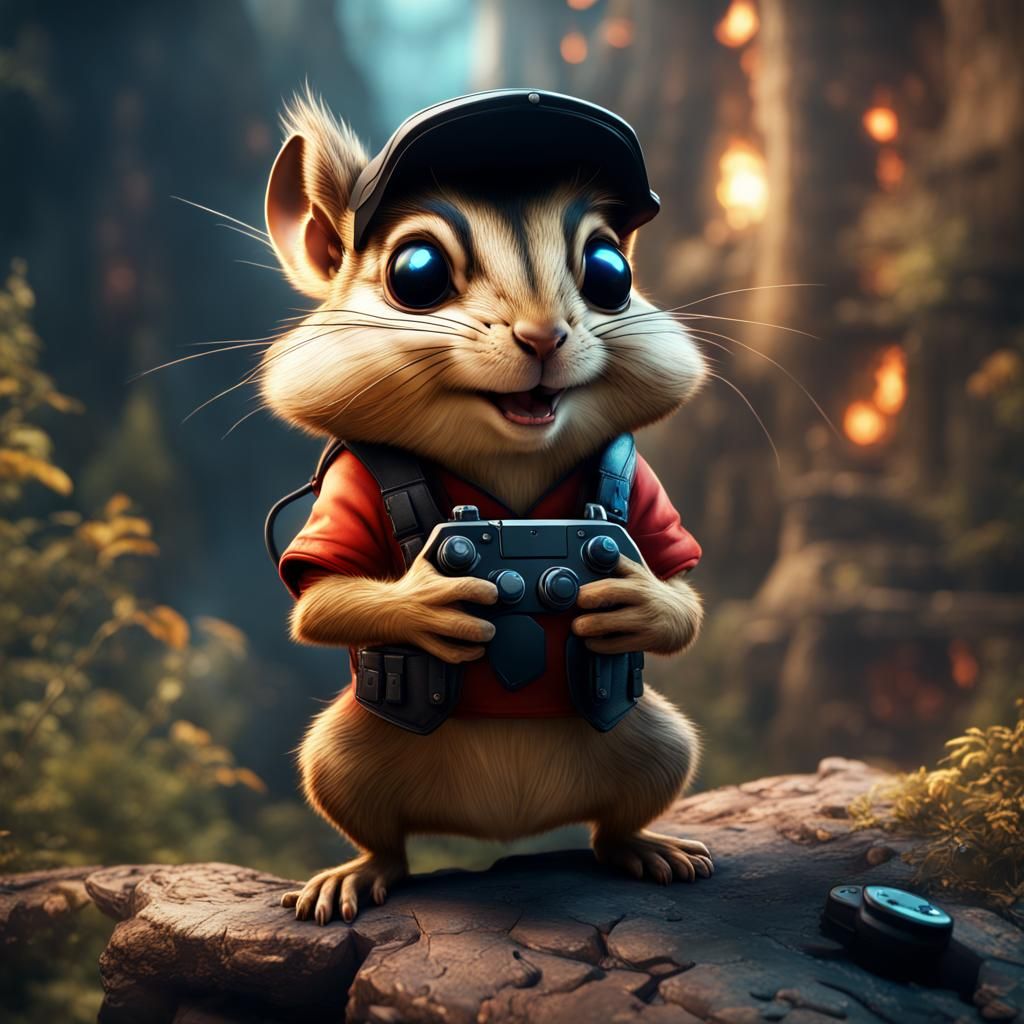 Gamer Chipmunk Fantasy Concept Art