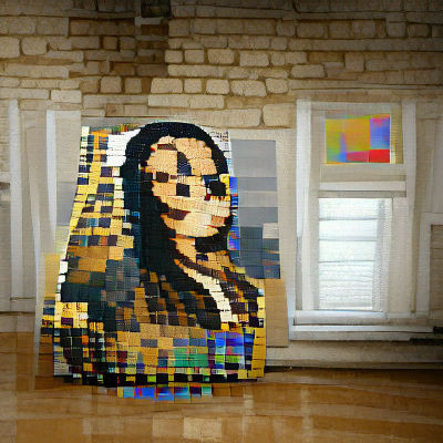 Mona Lisa as Pixel Art Illustration