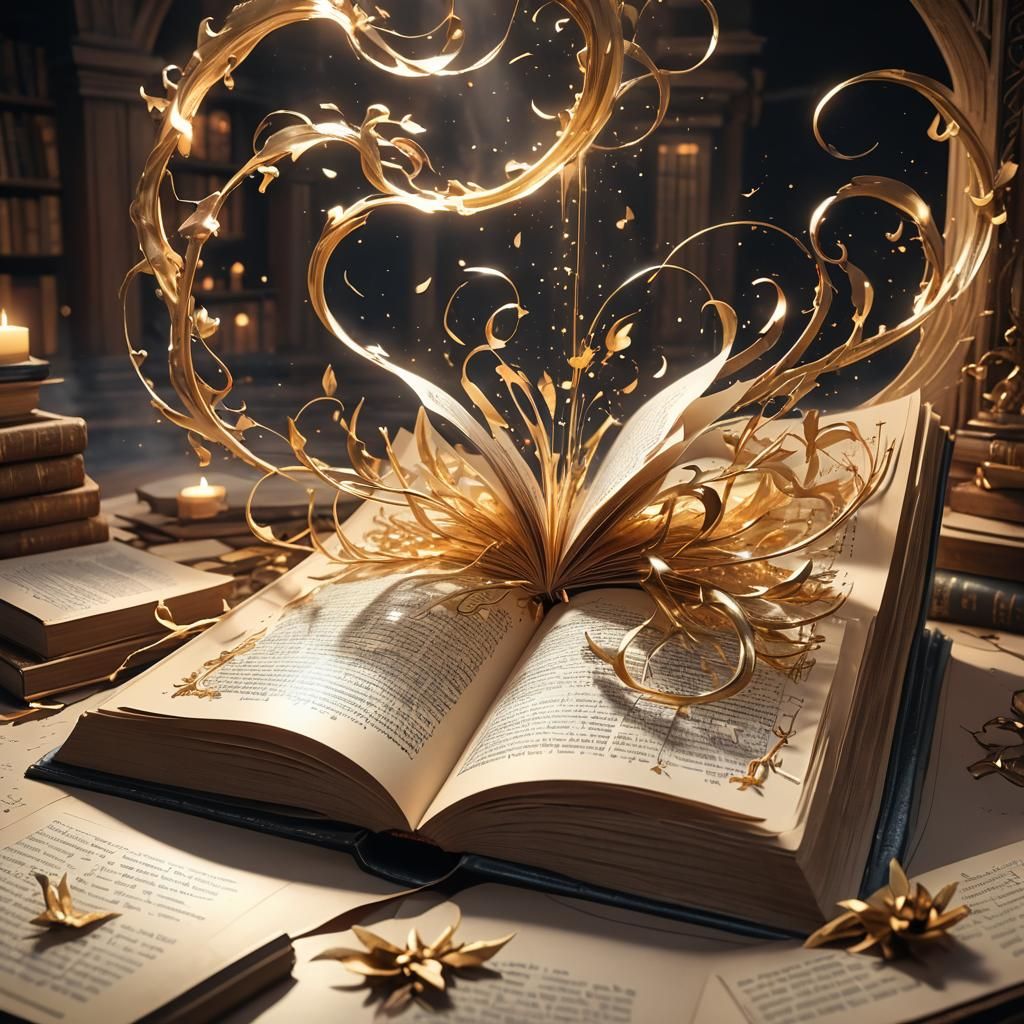 Mystical Realm Unfolds from Open Book: 3D Anime Art