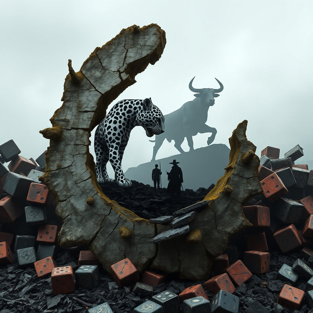 Cracked Coral Sculpture Portrait in Surrealist Style