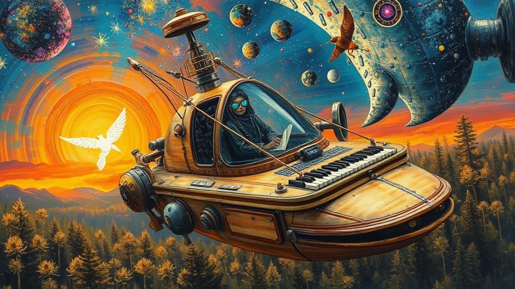 Recycled Spaceship in Sunset Galaxy, Glass Forest