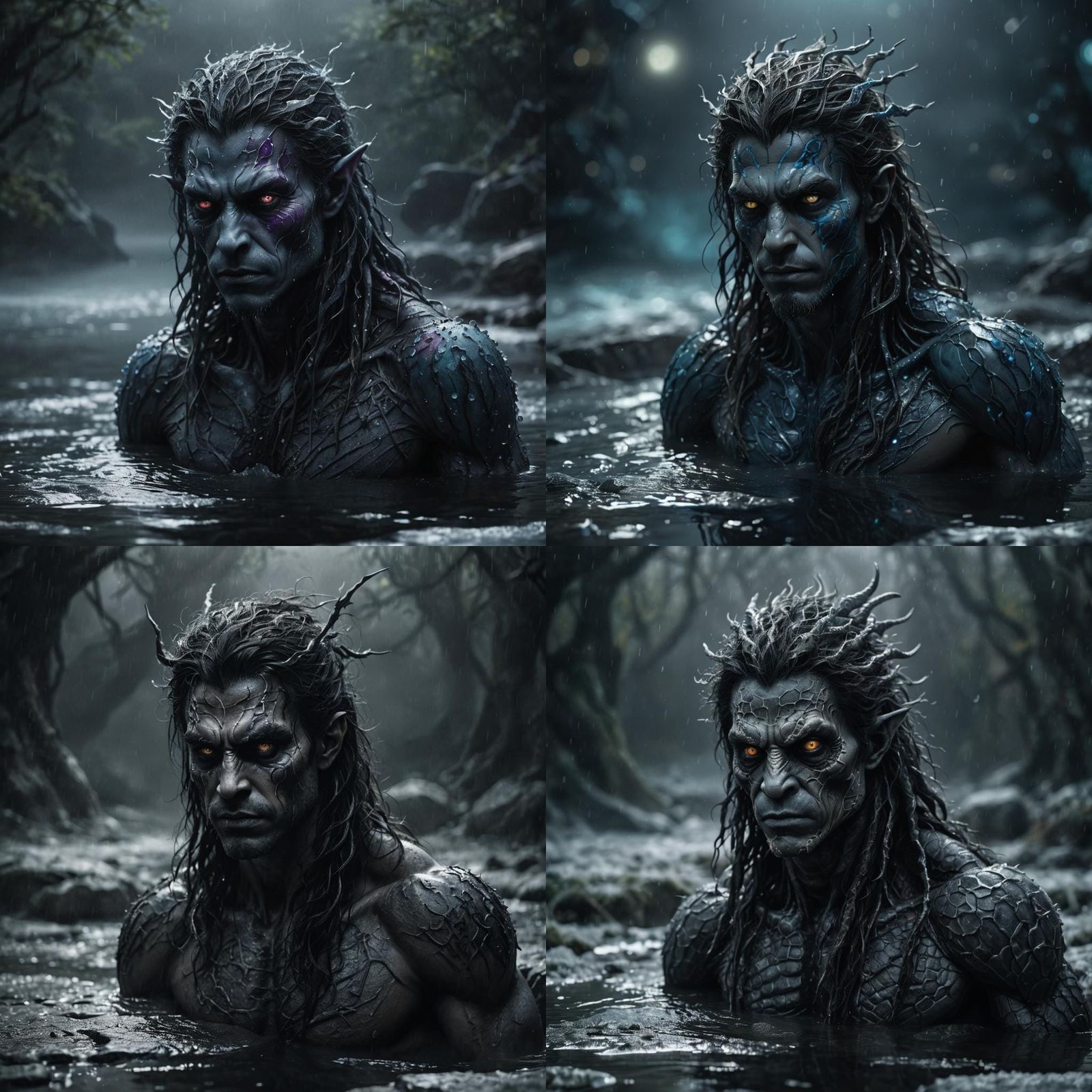 Gray-Skinned Humanoid Creature with Webbed Limbs