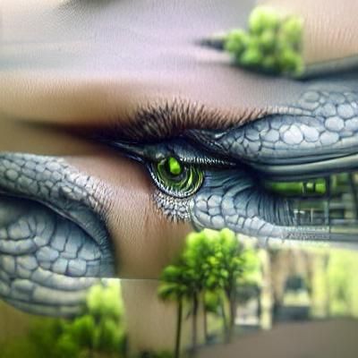 Detailed Matte Painting of a Reptilian Eye