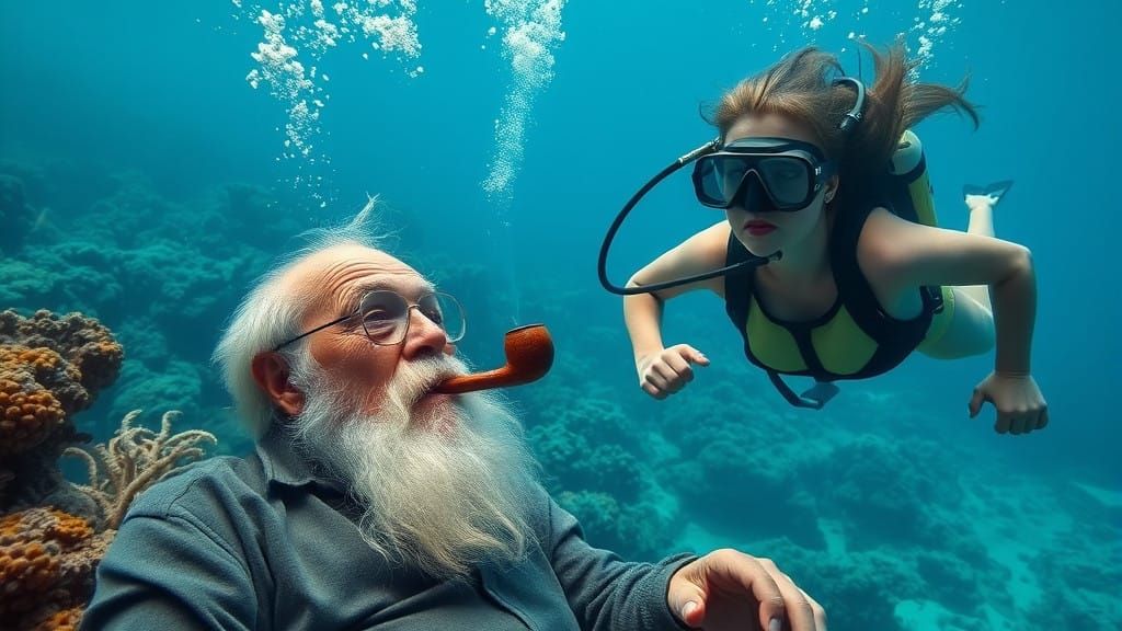Married Man Fights Angry Wife in a Submerged Coral Reef