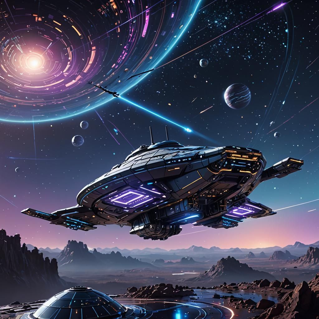 AI Spacecraft Concept Art in Sci-Fi Style
