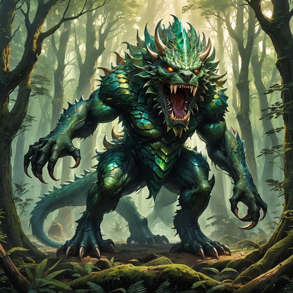 Majestic Emerald Monster: Awe-Inspiring and Terrifying