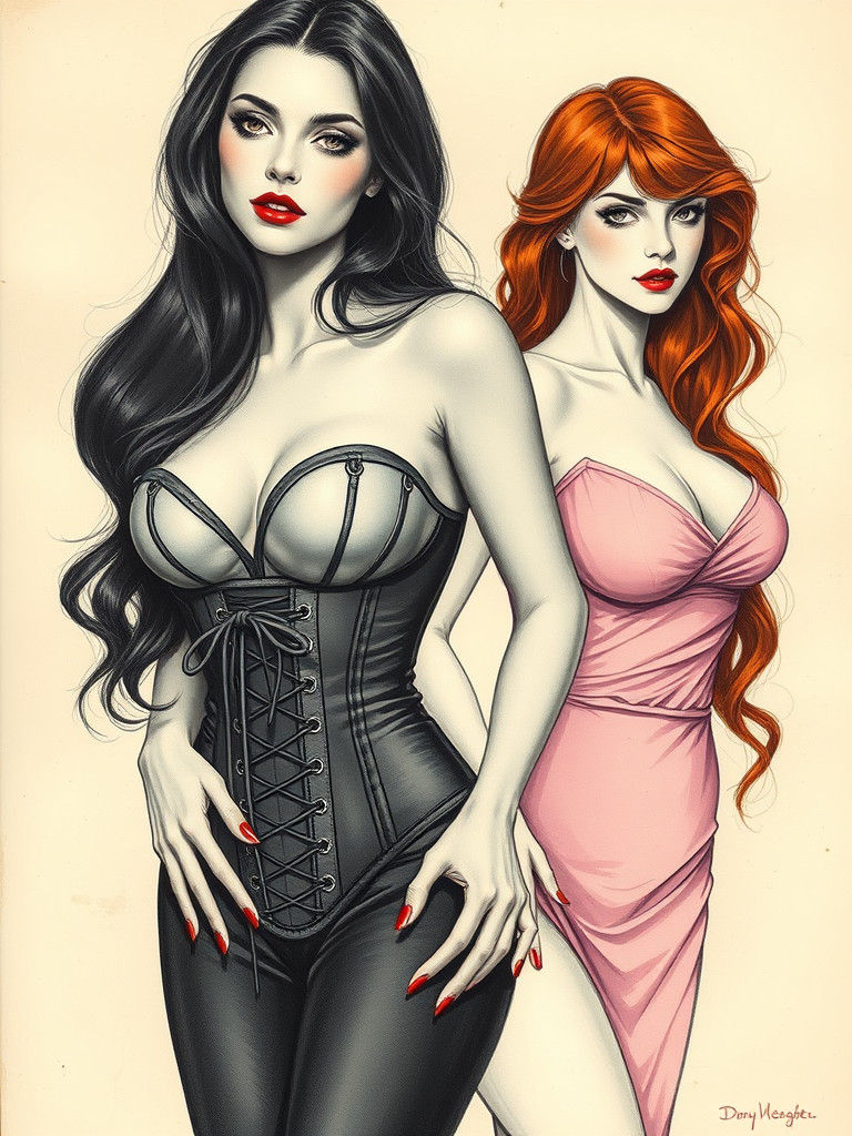 Vintage Corset and Slip Fashion Illustration