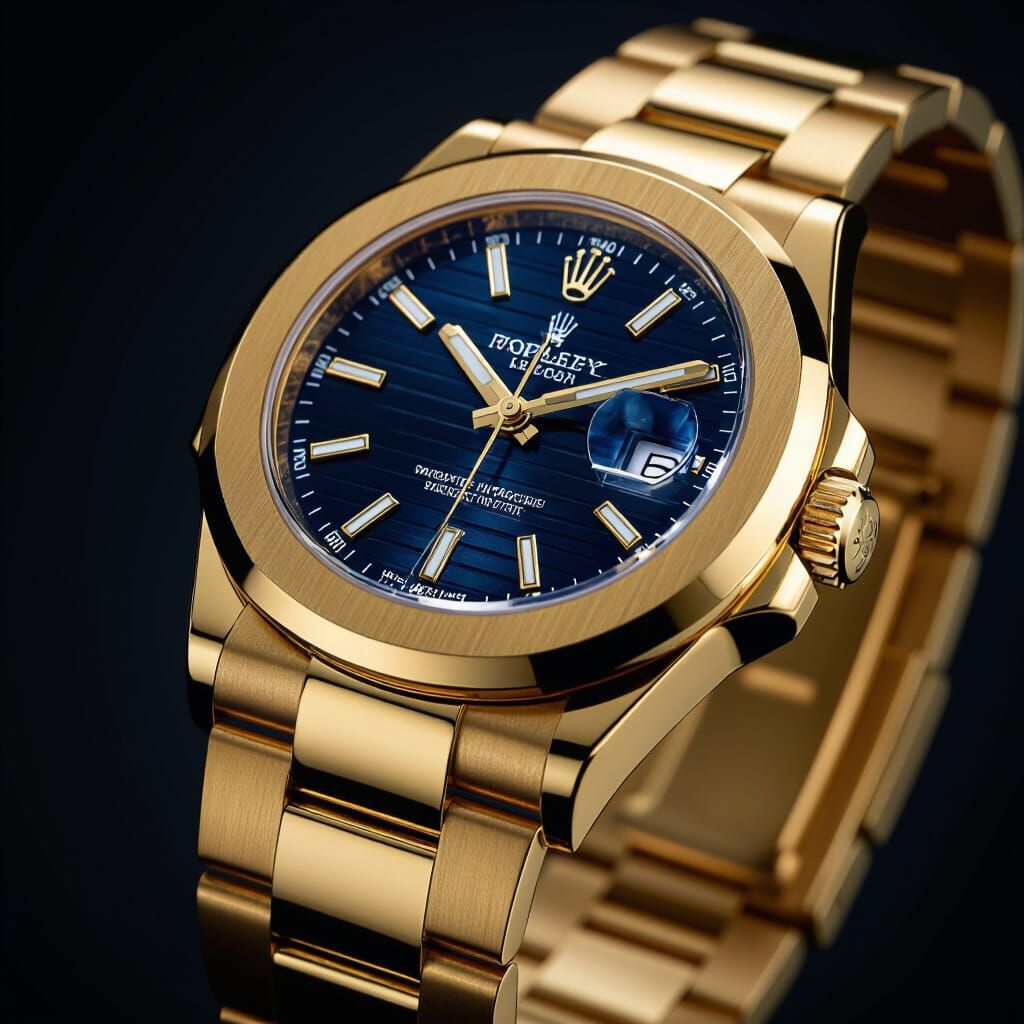 Luxury Gold Watch: Rolex Style, Nautilus Shape