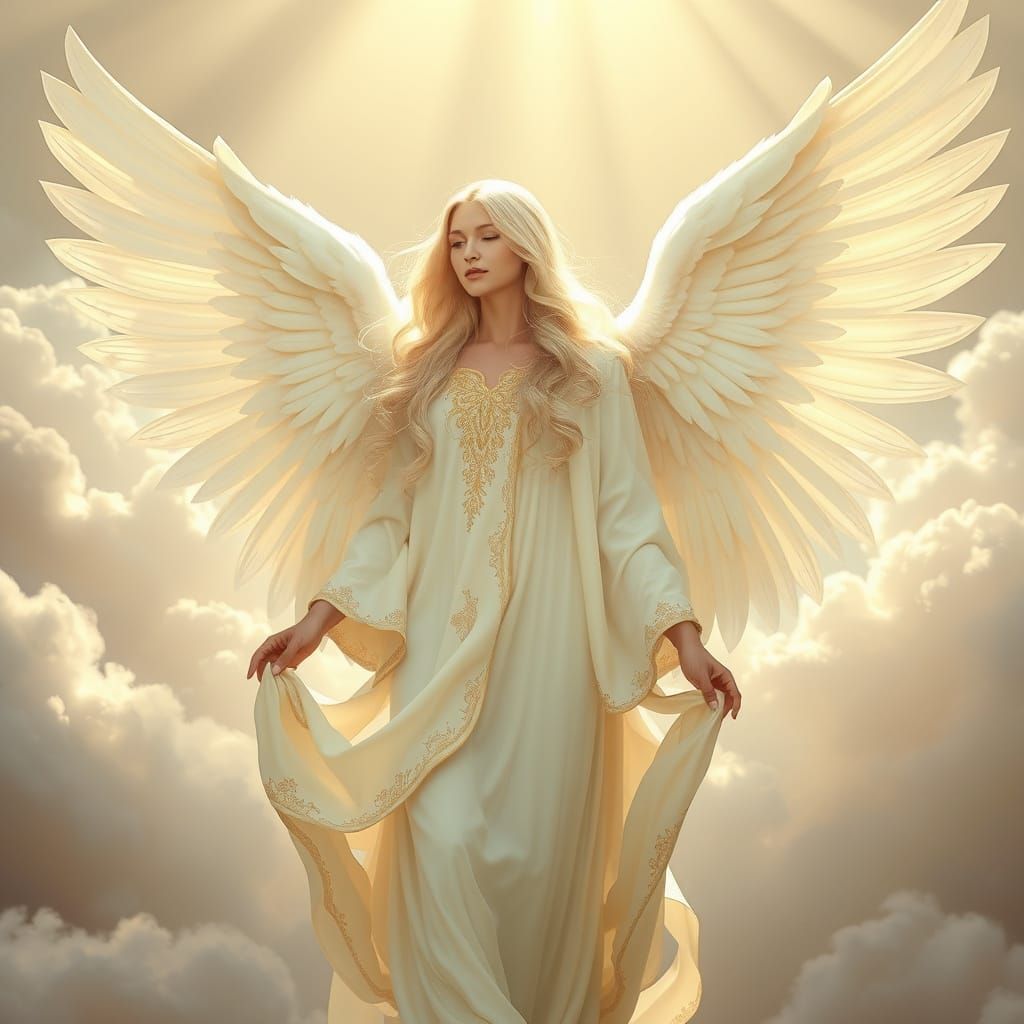 Ethereal Female Angel Radiates Heavenly Light