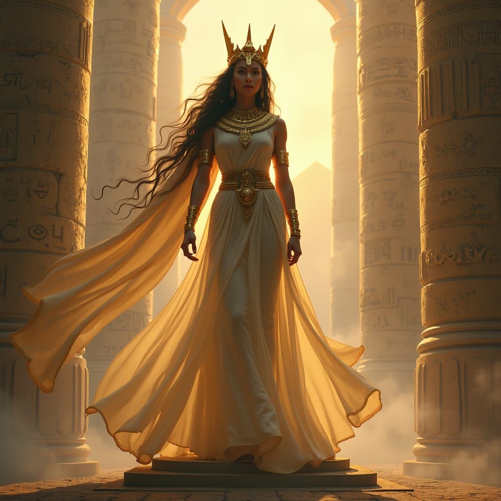 Egyptian Warrior Princess on Mystical Pyramid