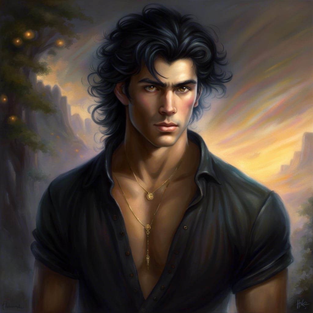 Ethereal Portrait of a Young Man with Golden Eyes