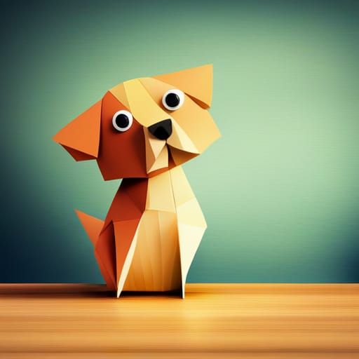 Origami Dog Papercraft in 8K Resolution