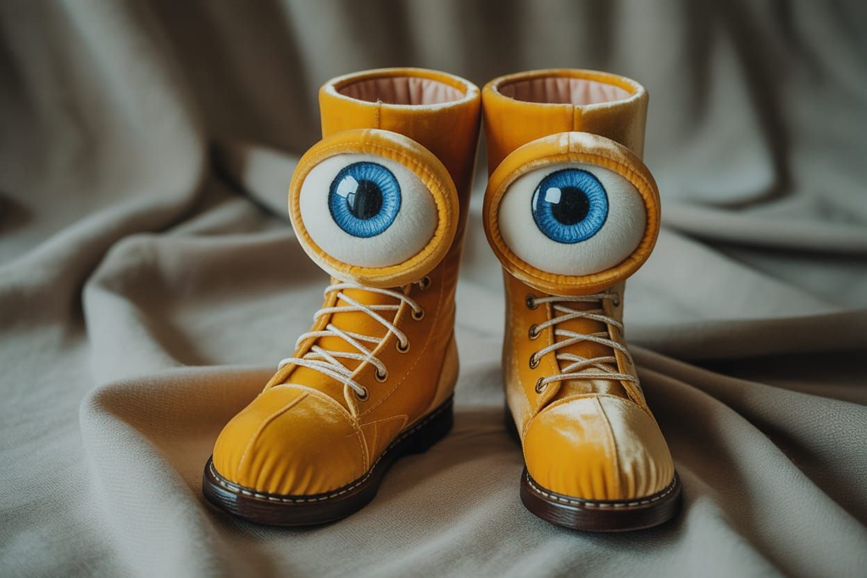 Gorgeously Golden Velvet Happy Things in Huge Cute Boots