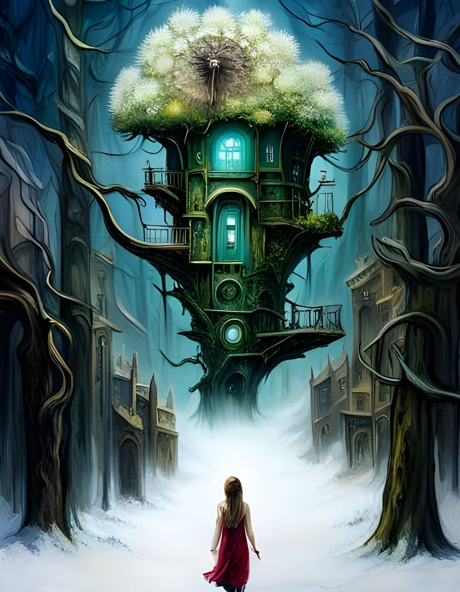 Dandelion Tree House with Fairy, Acrylic Style