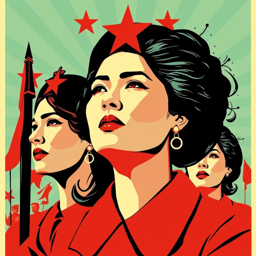 Female Supremacy Maoist Propaganda Art in Geometric Bauhaus ...