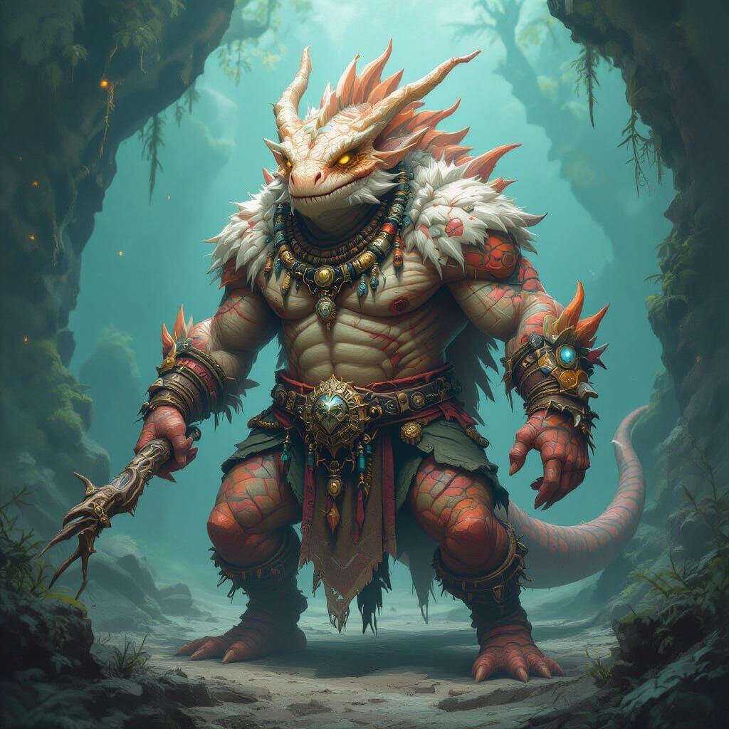 Exiled Locathah Mystic in Dark Fantasy Style