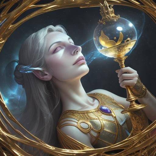 Cronus's Hourglass in a Mystical Cave