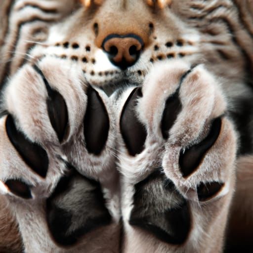 Detailed Lynx Paws Portrait in Studio Lighting