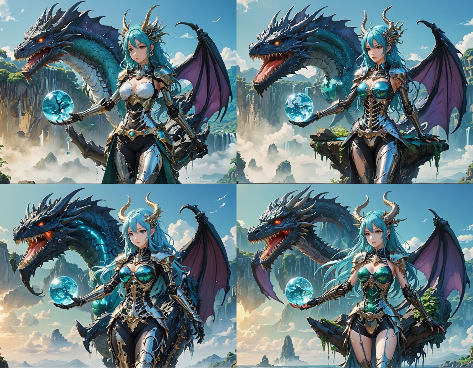 Rainbow Slime Dragon Girl with Robot Skeleton