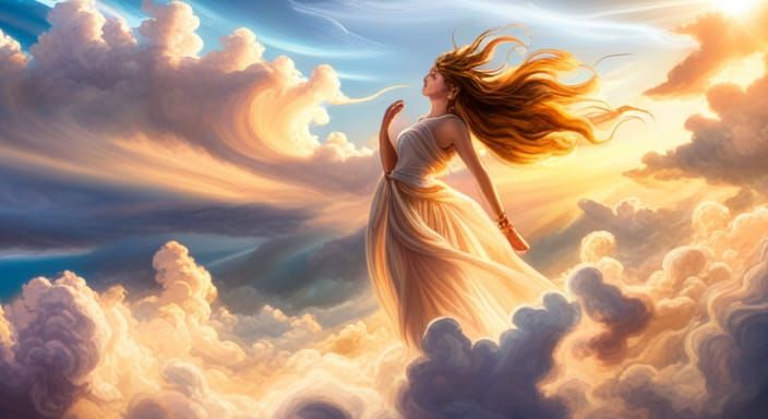 Cloud Dragon Versus Goddess in Aurora Borealis