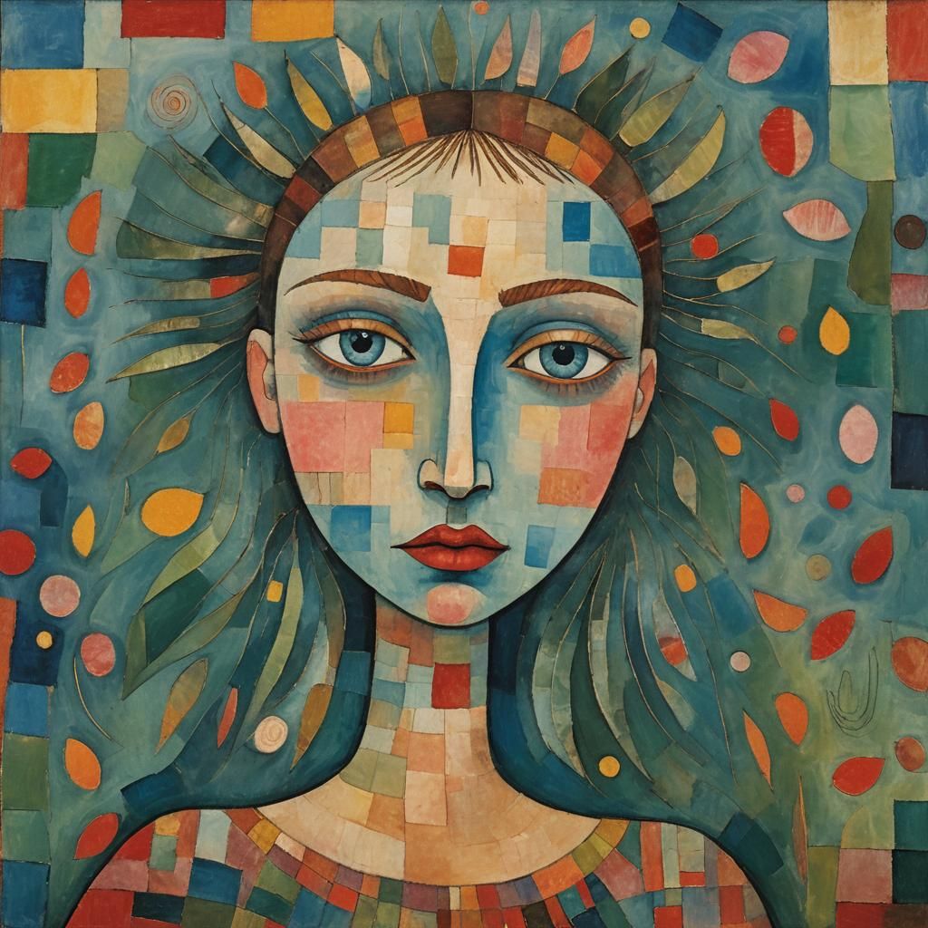 Venus Emerges: An Oil Painting in Paul Klee Style