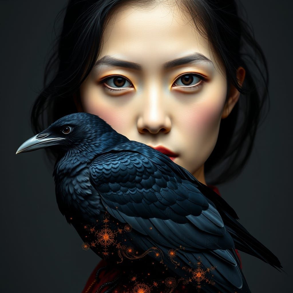 Portrait of a Woman with Raven