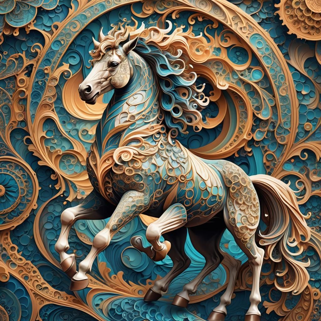 Stately Centaur in Abstract Vector Fractal Design