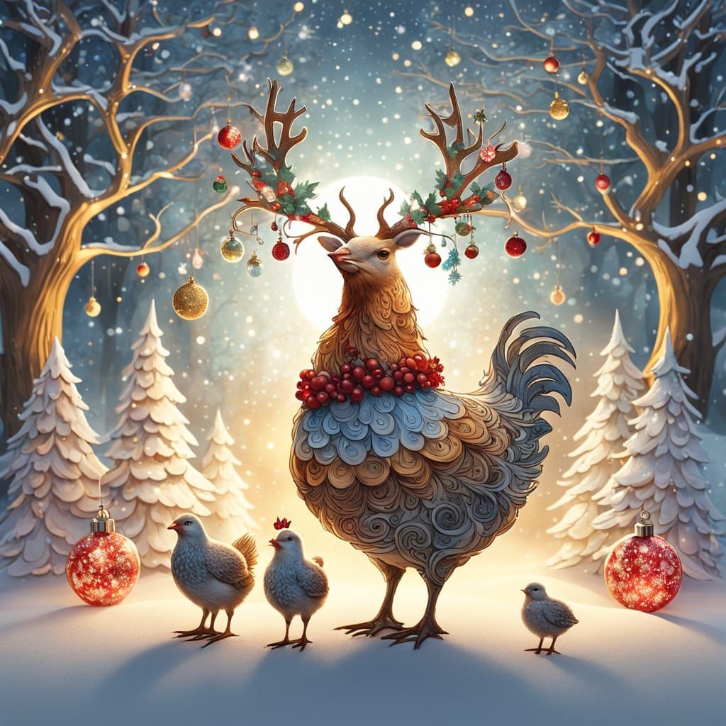 Cozy Christmas Hen and Chicks