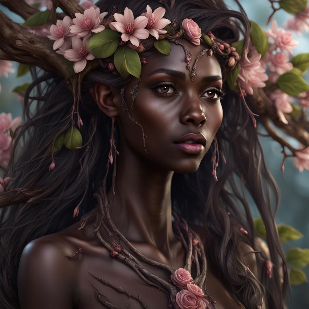 Wood Elf Woman with Floral Branches