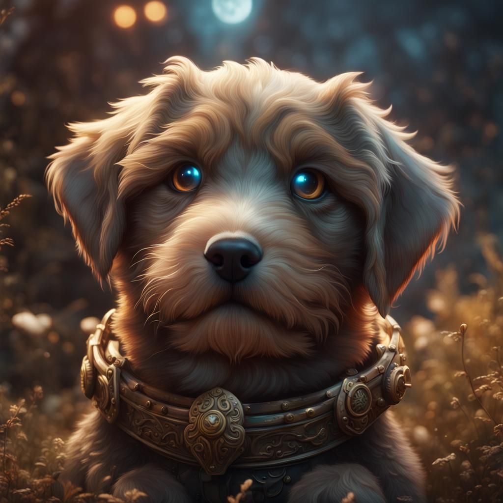 Fantastical Puppy in Detailed Matte Painting