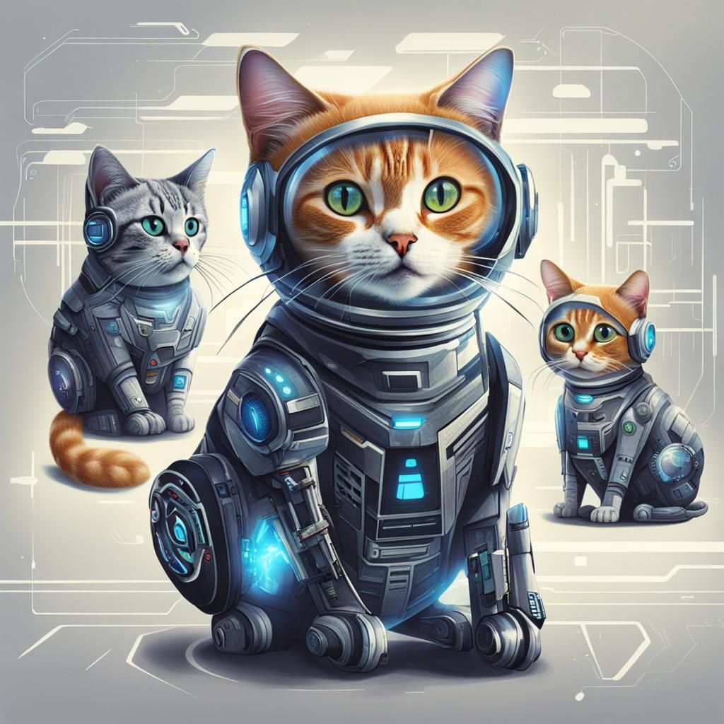 Futuristic Cats in a Stylized Setting