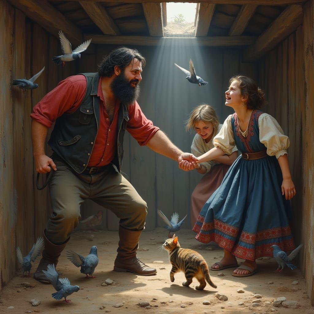 Fury in the Pigeon Coop: A Dark Fantasy Scene