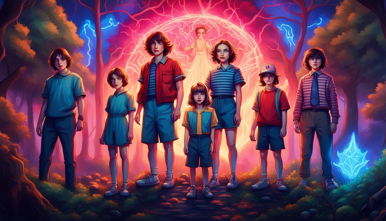 Vibrant Fantasy Family Portrait in League of Legends Style