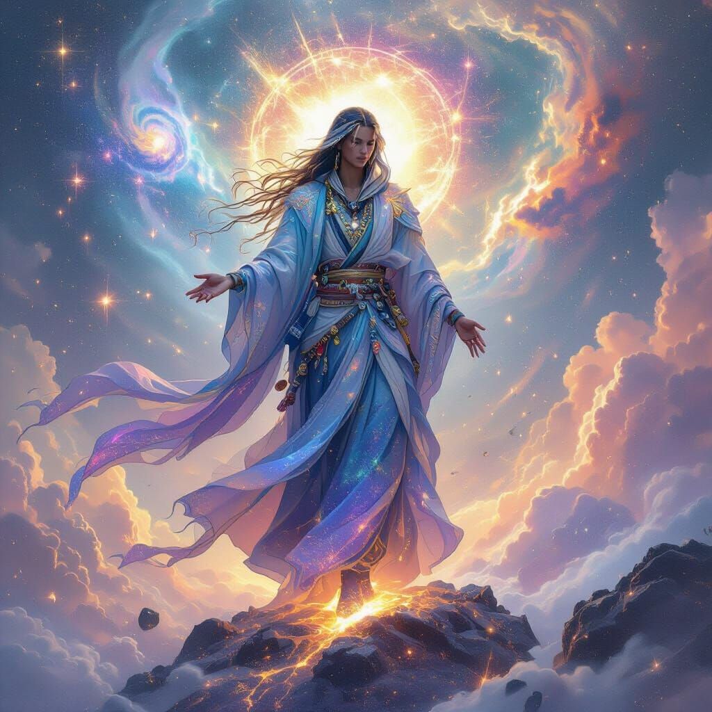 Celestial Shaman in Dreamlike Watercolor Style