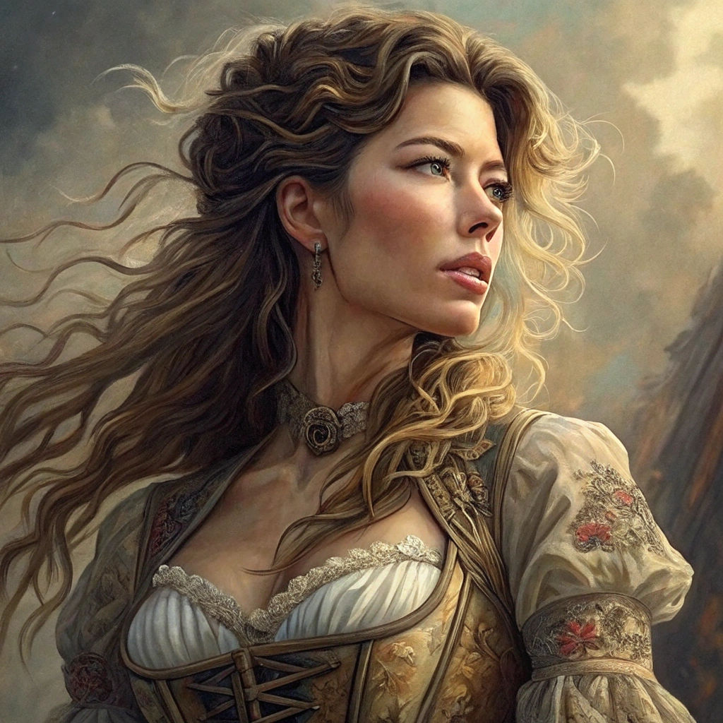 Jessica Biel Steampunk Impasto Portrait in 8k
