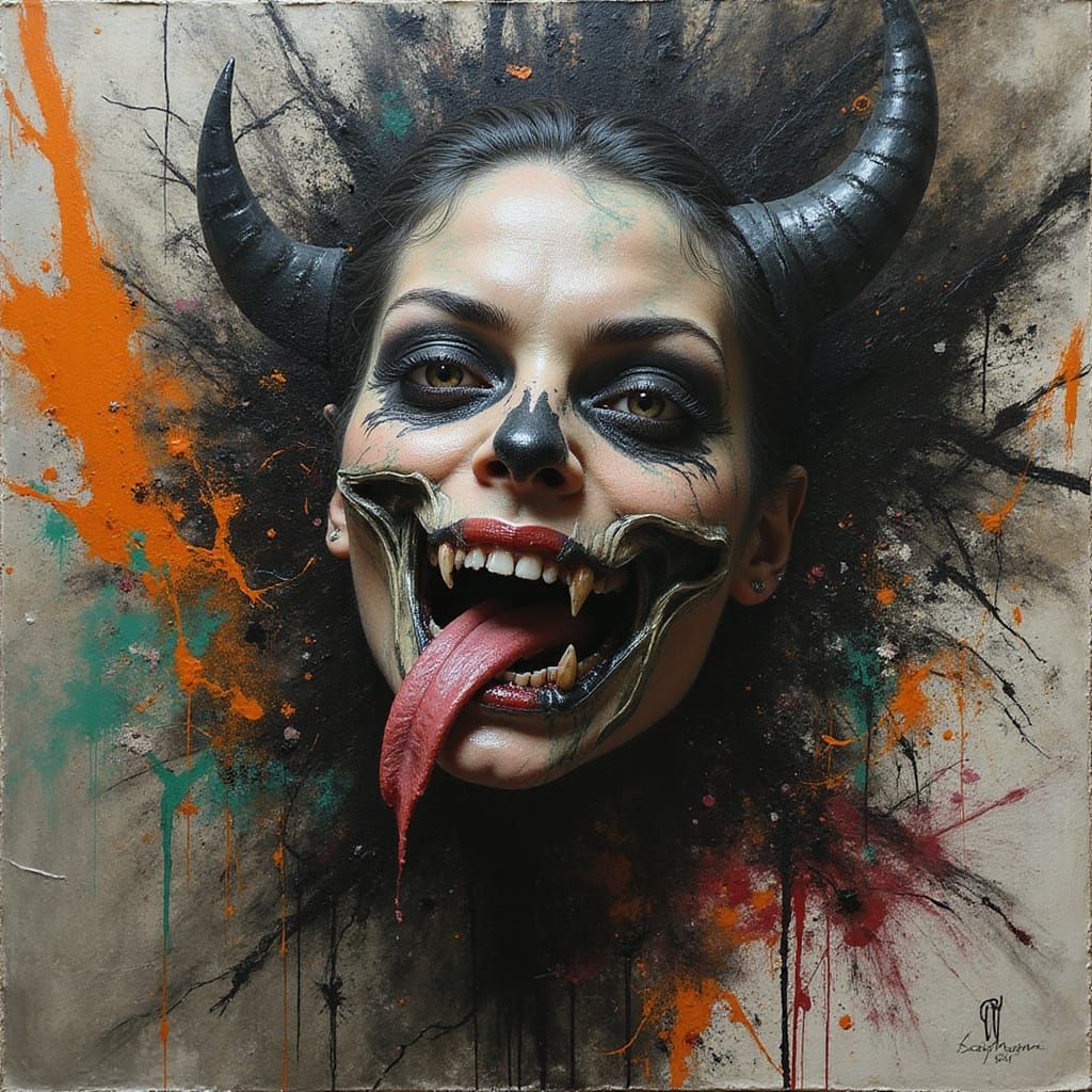 Grotesque Demoness in Biomechanical Horror